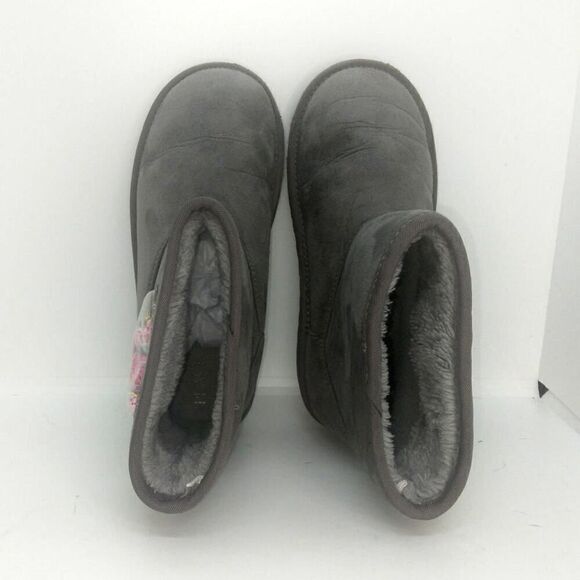 Childrens Place Girls Pre-owned Gray Faux Fur Lined w/Hearts on Side Boots-sz. 1 - Picture 4 of 6